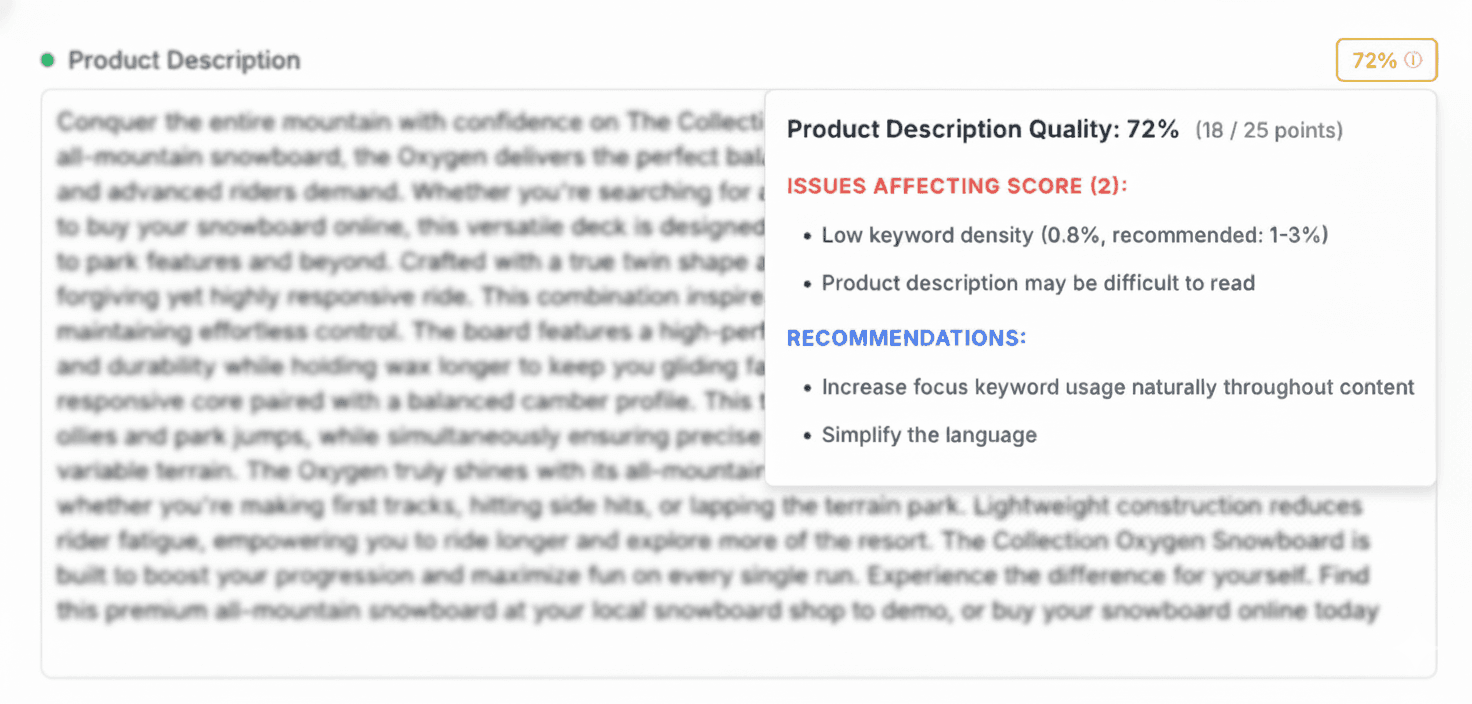 Field Analysis - Detailed SEO field recommendations and scoring